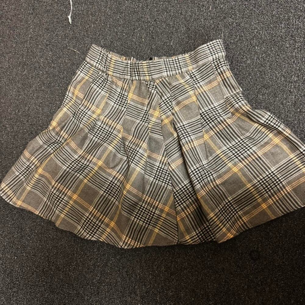 Garage Yellow and grey plaid mini skirt size xs